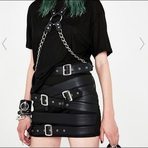 Current Mood Cash Strapped Leather Belt Mini Skirt